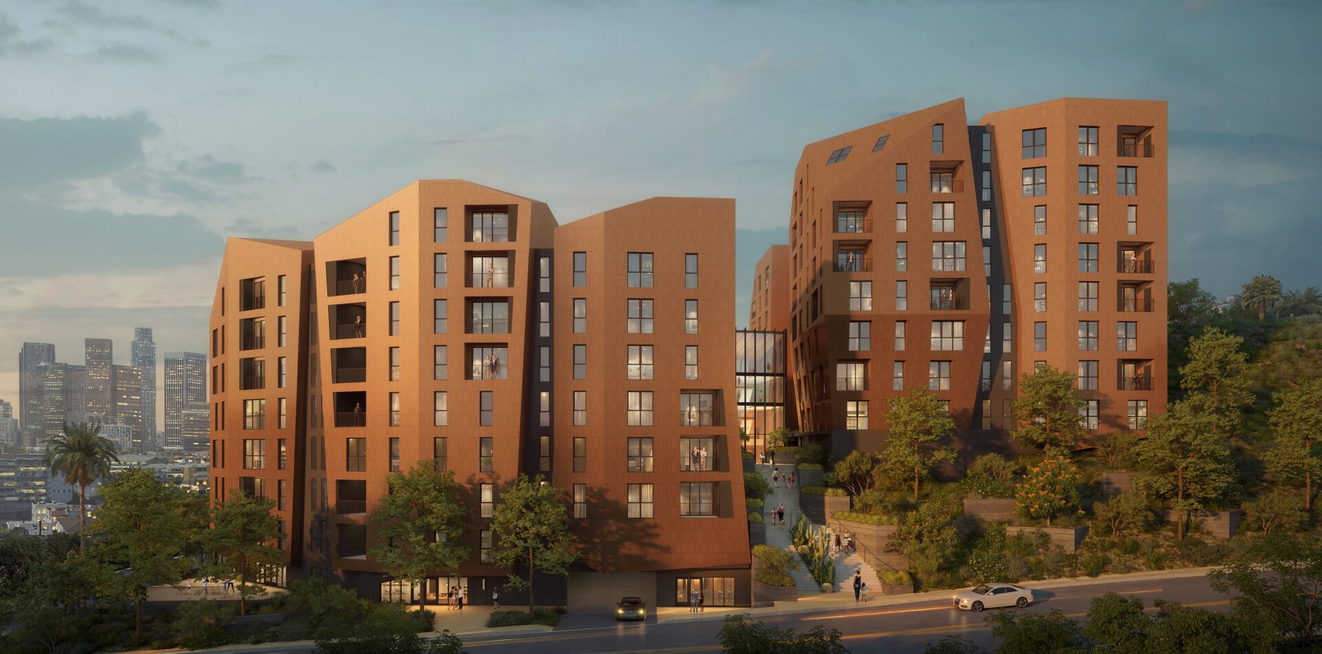 Rendering of exterior of 959 Stadium Way project